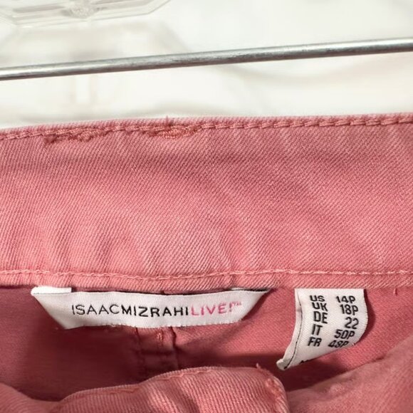 Isaac Mizrahi LIVE! Size 14P Jeans Denim Pants Pink Straight Leg High Rise - Picture 3 of 3